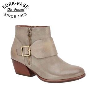 NIB Kork-Ease ISA Grey Vachetta Italian Leather Inner/Out Zip Boots Size 9
